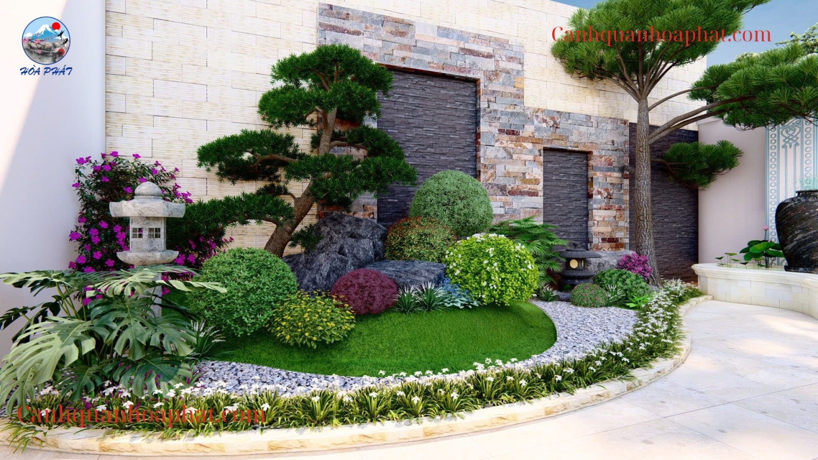 tiểu cảnh sân vườn hòa phát